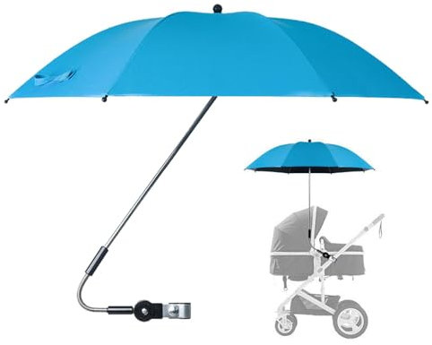 Zasdvn Baby Stroller Parasol, Pram Parasol | Extra Large UV Protection SPF 50+ Sun Umbrella with Clamp, Stroller Sun Shade Waterproof, 360 Degree Adjustable Kid Sun Protection