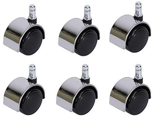 Set of 6 Office Chair Casters Universal Swivel Wheels for Hard Floors Polyurethane Replacement Castors Heavy Duty 150kg Load Compatible with Computer Chairs