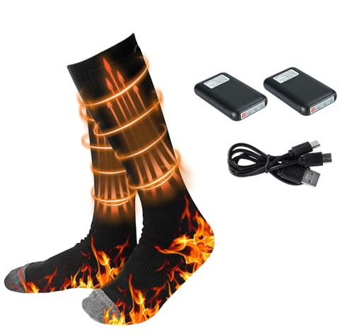 Heated Socks for Men Women,4000mAh Rechargeable Electric Heated Thermal Socks with Battery for Winter Foot Warmer Skiing Hiking Hunting (black)