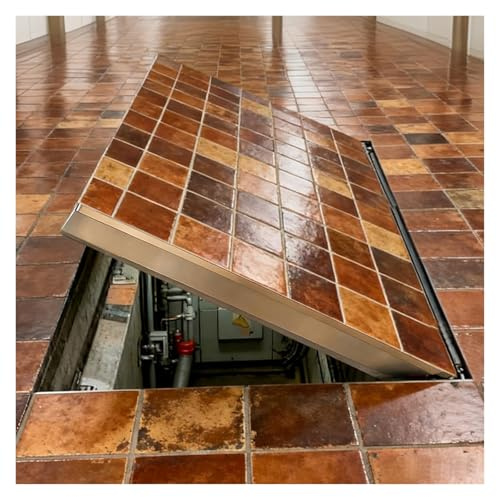 AMUFJJ Concealed Crawl Space Access Door Interior Floor, Recessed Floor Hatch Door for Basement/Crawl Space with Suction Cups Opener, Steel Camouflaged Entry Door(LxW 28x23)