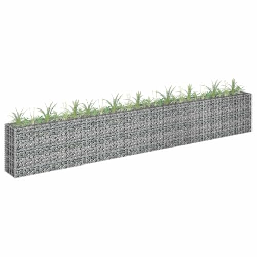 Gabion-upphöjd bädd av galvaniserat stål, 360 x 30 x 60 cm, robust blomrabatt, hållbar för trädgård och gård, perfekt för utomhusväxter, hög lastkapacitet