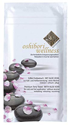 Oshibori Wellnesstücher | Frotteetücher zur Erfrischungstuch | 50 Stück im hygienischen Einzelsachet mit Zipp-Verschluss
