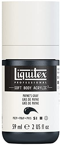 Liquitex 1959310 Professional Acrylfarbe Soft Body - Künstlerfarbe in cremiger deckender Konsistenz, hohe Pigmentierung, lichtecht & alterungsbeständig, 59ml Flasche - Paynes Grau