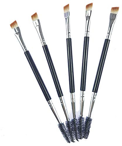 Fliyeong 5pcs pinceau à sourcils double extrémité applicateur de sourcils outils de toilettage de maquillage maquillage cosmétique brosse de beauté pour les femmes filles (noir)