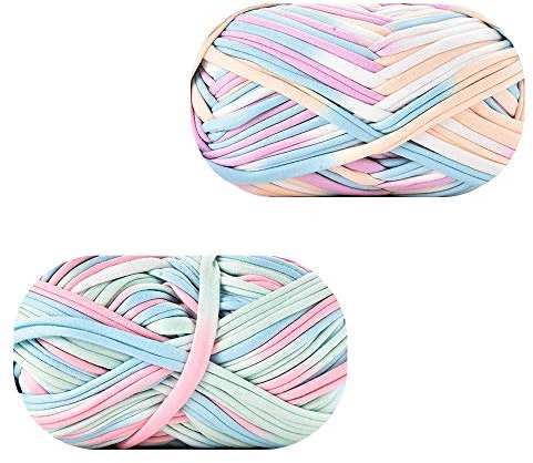 2 Stücke Webgarn Häkelgarn, T-Shirt Garn Stricken Häkelgarn, DIY T-Shirt Garn, Baumwollgarn Häkelgarn, Handgemacht Weiche Baumwollstoffschnur für Stricken Von Häkelgarn Korbflechtzubehör (Stil A)