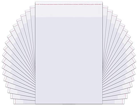 Grande Bolsas Adhesivas Plástico Celofán 28x36cm 100pcs Bolsas autoadhesivas Transparentes Celofán 50µm Contacto con seguridad alimentaria para Revistas Manualidades Camisetas (15 Tamaños a Elegir)​