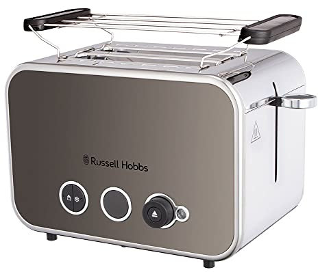 Russell Hobbs Tostapane - 2 Fette - Acciaio Inox Titanio; Scomparti per toast extra larghi; 6 livelli di doratura; Scongelamento; Funzione solleva e guarda, 1600 W, DistinctionsTitanio 26432-56
