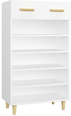 vidaXL Armoire à Chaussures Range-Chaussures Armoire de Rangemente Meuble à Chaussures Entrée Couloir Salon Blanc 60x35x105 cm Bois d'Ingénierie