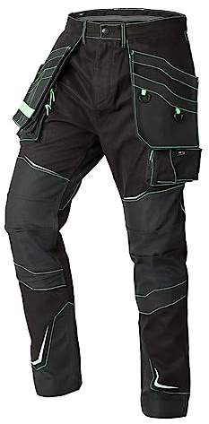 NEO TOOLS Premium PRO arbetsbyxor, 100 % canvasbomull, 425 g/m2, förstärkning av Cordura NYCO på fickor, knän, baksida och undersida av benen, svart, 3XL