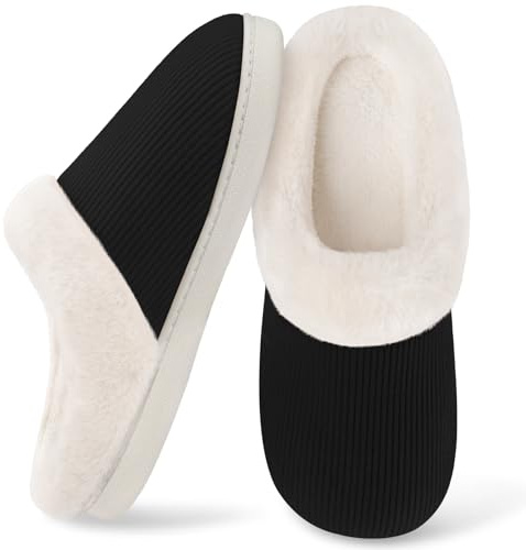 Wostock Pantofole da Donna, Calde Pantofole da Donna Comode Pantofole in Peluche per Interni Casa Nere