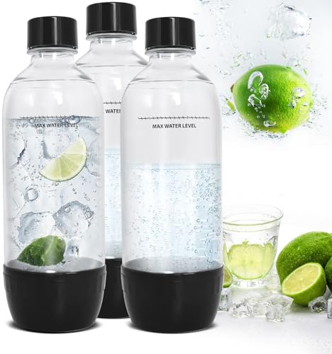 Soda Botellas de 1 l, Botellas de Soda para Hacer Soda, 3 Unidades, Sin BPA, Botellas de Repuesto de PET Reutilizables, Sodastarr para Gas de Agua