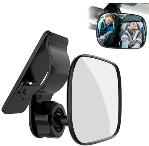Rücksitzspiegel für Babys im Auto, 360° Schwenkbar Baby-Autospiegel, Autositz Rückspiegel mit Clip, Bruchsicherer Autos-Rückspiegel Spiegel Autos Baby für Meisten Auto