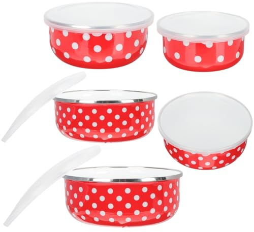 HOLIDYOYO 5 Piece Food Storage Pot with Lid, Lightweight Salad Bowls for Fruit, Pasta and Snacks, Practical Kitchen Containers for Home and On the Go