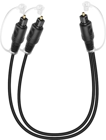 RIIEYOCA Toslink Splitter 1 i 2 av, 1 kontakt till 2 kontakter optisk ljudkabel för hemmabio, Blu-ray-spelare, stereosystem (0,5 m)