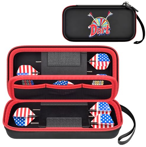 Againmore Dart-Schutzhülle für 6 Stück Dartpfeile mit Metallspitze, Stahl-Darts, Tragetasche für Flüge, Schäfte und Zubehör, nur Box