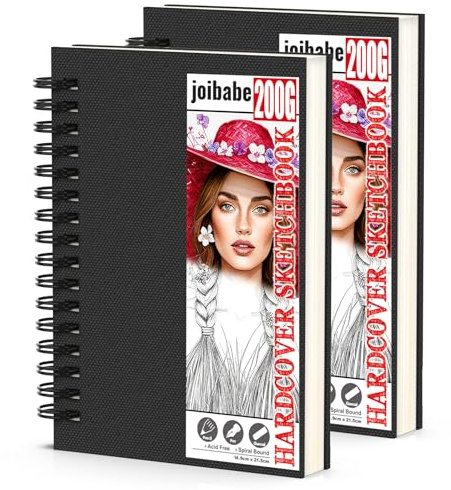 2 Stück A5 Skizzenbuch,200 g/m² Zeichenblöcke mit Spiralbindung Dickes Papier-80 Blatt /160 Seiten-Skizzenbücher mit festem Einband-Professionnelle Zeichenbuch für Kinder & Erwachsene für Skizzen