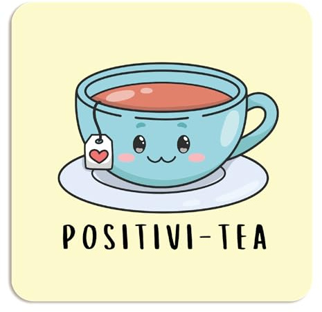 BYANIKA Cork Tea Coaster | Cute Pun | Positivity Gift For Her, Him, Tea Drinkers, Tea Lovers | Birthday Present, Christmas, Secret Santa or Stocking Filler Gifts Under 5 Pounds