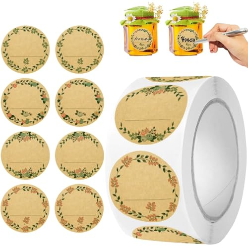Lot de 500 étiquettes autocollantes pour pots de confiture, étiquettes pour pots de confiture, étiquettes autocollantes pour pots de confiture, adaptés aux pots de confiture maison et emballage cadeau