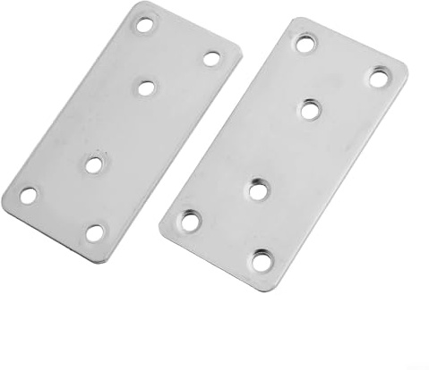 10 placas planas de acero inoxidable de 80 mm x 40 mm x 2 mm para aplicaciones de conexión de madera, incluyendo soportes de estantes, soportes de cama y ganchos de vigas