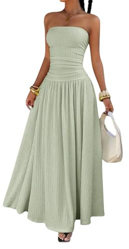 Robe bandeau sans bretelles à taille froncée pour femme, robe d'été douce, extensible, élégante, décontractée, robe de plage pour les vacances