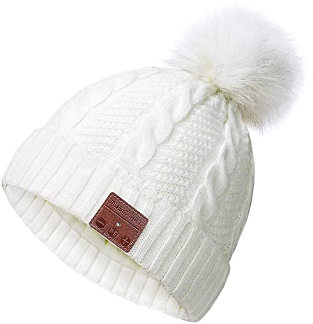 CCHKFEI Cappello Bluetooth, Musicale Bluetooth Lavorato a Maglia Berretto Cappello con Cuffie Stereo e Microfono Vivavoce, Miglior Natale Regalo per Donna, Adatto per Sci, Corsa e Sport