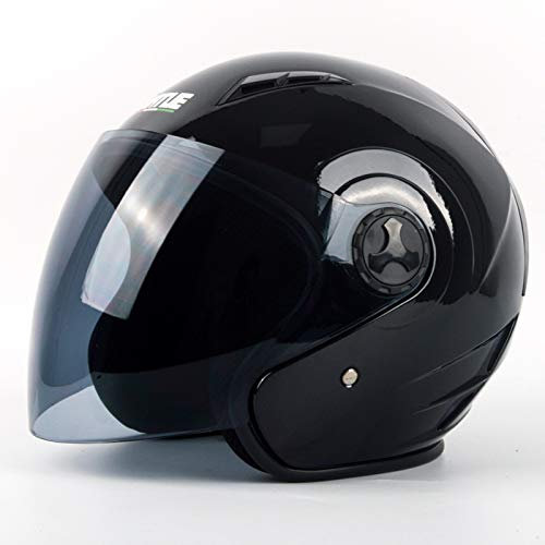 YZHY Motorcykel scooter fallhjälm, mode halvöppen hjälm med skyddsglasögon, fyra färger, fyra storlekar, unisex (brun lins)