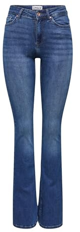 Only ONLBLUSH Mid Flared DNM TAI021 Noos, Jeans De Las Mujeres, Dark Blue Denim, XS/34