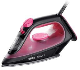 Braun TexStyle 1 SI1070PU, Bügeleisen mit 4 Jahren Unterstützung, SuperCeramic Platte, Präzisionsspitze, 130g,min, Nachfüllung von 220ml, Eco Modus, Tropfschutzsystem, 2000W, Violett
