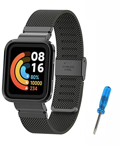 SenMore Kompatibel mit Xiaomi Redmi Watch 2 Lite Armband, Edelstahl-Metallarmband Ersatzband für Redmi Watch 2 Lite Armband