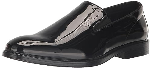 Nunn Bush Men's Centro Formal Flex Plain Toe Slip On Formal Black Patent Loafer, Black Patent, 13 Wide