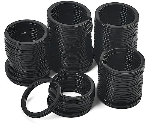 EMNIMQ 50 Stück Schwarz Metall Flache Schlüsselringe Edelstahl Schlüsselbund Ringe Rund Metall Split Schlüsselringe 25 mm Spaltring Schlüsselring Schwarz für Home Auto Office Schlüssel DIY Zubehör