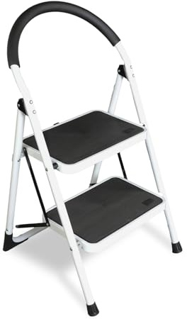 Big Red 2 Step Ladder, 400 lbs Ergonomic Folding Stool with Anti-Slip Pedal, Step Stool with Padded Handle for Kitchen, Household, Offices, ATRJZ9022BR, Torin