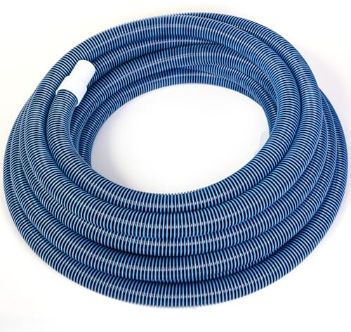 Frienda 60ft Pool Vacuum Hose 1-1/2inch with Swivel Cuff, Heavy Duty Spiral Cleaning Swimming Pool Tube for Above Ground and Inground Manual Vacuum Head Skimmer Connection, UV Resistant Blue