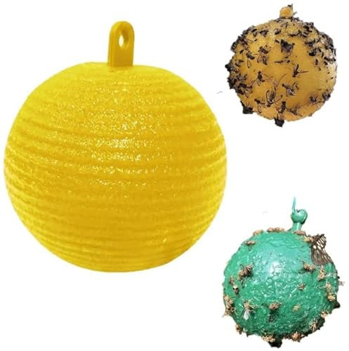 KMOCEPLY Fruit Fly Traps Sticky Fruit Fly Trap Ball Multifunction Flying Insects Trap Citrus Shaped for Fruit Fly Hoverfly Gnat Fly Traps for Plant Insect Fruit Fly Catcher Sticky Trap (Yellow)