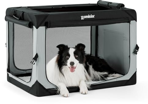 ZOMISIA 36 Inch Collapsible Dog Crate for Large Dogs - Portable Dog Travel Crate Soft Sided with Breathable Mesh Windows, Foldable Dog Kennel for Indoor and Outdoor, Grey