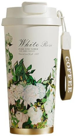 EACHPT Taza Termo Cafe para Llevar,Taza de Viaje de café con Aislamiento de 500ml,Acero inoxidable de doble pared,a Prueba de Fugas y sin BPA,Taza de viaje de taza de café Portátil con Pajita oculta