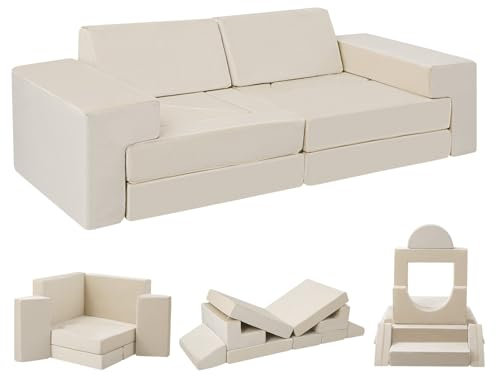MeMoreCool 12-teiliges modulares Sofa aus Schaumstoff, Multifunktionales Sitz- und Relaxmöbel für Zuhause, Weiche Polsterbausteine mit abnehmbarem Bezug