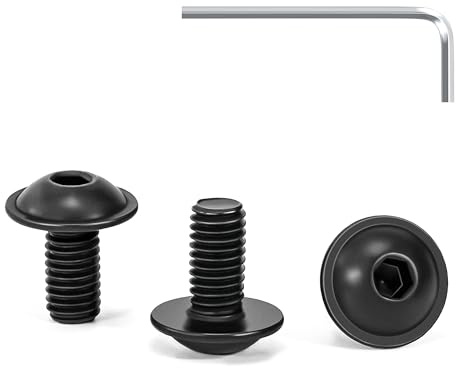 Tunejoy 30 Pezzi Viti a Testa Bombata con Flangia M5 x 10 mm Nero Vite a Testa Esagonale Bulloni in Acciaio Inox A2 V2A Viti a Brugola con Chiavi a Esagono Filettatura Completa