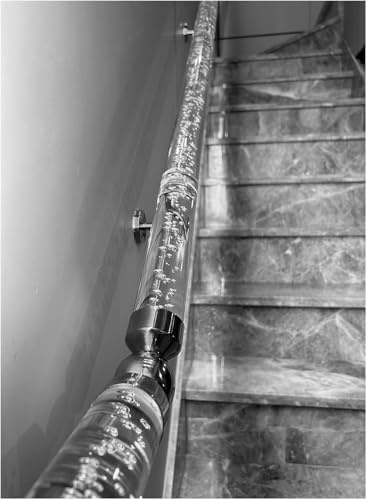SAFWELAU Banister Rails Stair Handrail Wall Mounted Railing Grab Bar with Silver/Golden Brackets, Clear Bubble Acrylic Handrail Kit for Indoor Stair(Silver,340cm/11ft/134in)