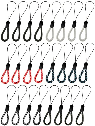 Mabor 24 Stück Finger Lanyard Kurz Tragbare Kamera Fingerschlaufe Verstellbare Schlüsselband Kurz Handschlaufe für Handy, Kamera, USB-Stick, Schlüssel (12,5cm)