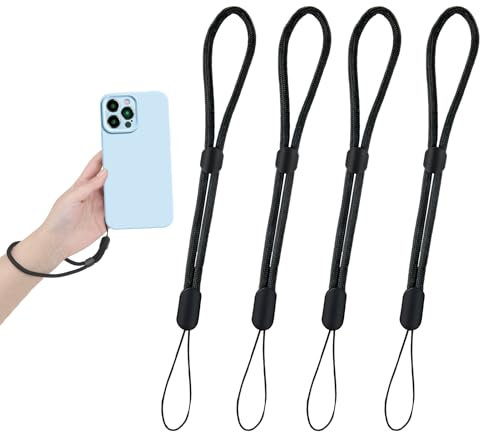 4 PCS Correa de Muñeca de Mano Ajustables, Correas de Mano para Cámara, Smartphone, Llaves y Otros Dispositivos, 22 cm, Cordón de Seguridad Duradero y Cómodo, Protegen su Dispositivo Contra Pérdidas