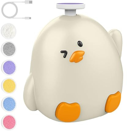Baby Nail - Molinillo eléctrico en de pollo | Molinillo de uñas eléctrico para bebés | Lima de uñas con 6 cabezales de molienda de repuesto | Recortadora de uñas ergonómica para niños pequeños y
