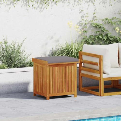 Scatola per Cuscini da Esterno, Contenitore per Accessori Giardino con Borsa Impermeabile, 60x50x61 cm in Legno Massello di Acacia, Scatola da Esterno per Cuscini e Asciugamani, for Arredamento Estern
