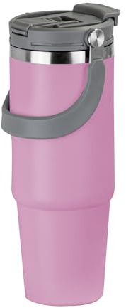 CUCINOVA Taza térmica de 900 ml [con asa] Botella con pajita, vaso con tapa, botella térmica, mantiene el calor o el frío hasta 6 horas