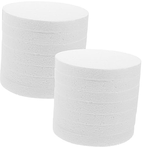 Hemobllo 16 Pezzi Dischi in Schiuma Rotondi per Cake Design Spessore Piatto Finto per Addestramento Decorazione Torte Materiale Sicuro e Leggero per Fai da Te Artigianale
