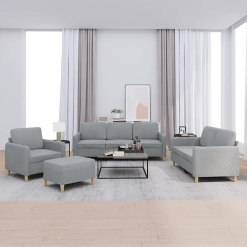 Sinkzol 4-TLG. Soffset med kudde ljusgrå tyg hörnsoffa vardagsrum lounge sittbänk sänglåda bäddsoffa