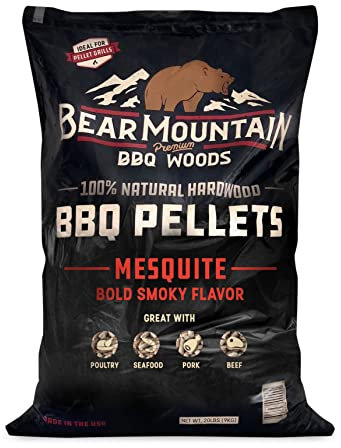 Bear Mountain Premium BBQ All Natural Hardwood Mesquite BBQ Smoker Pellets for Outdoor Gas, Charcoal, and Electric Grills, 20 Pounds
