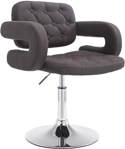 CLP Chaise Lounge Réglable en Hauteur Dublin en Tissu I Chaise De Salon Pivotante avec Assise Rembourrée Dossier Et Accoudoirs I Pičtement Métal, Couleur:Gris foncé