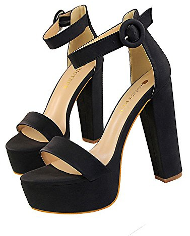 Kvinnor Skor Högklackad Dam Klassisk Öppen Toe Sandaler Högklackat Högarbetande Party Elegant Mode Skor Häl Storlek 13 cm Plattform, Svart, 35 EU