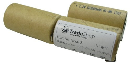 Ni-MH Akku 3,6V/3,7V 3000mAh kompatibel mit Gardena Rasenkantenschere, Grasschere, Gartenschere, Grasschneider Accu-3 Accu3 2315 2500 2500-0063000